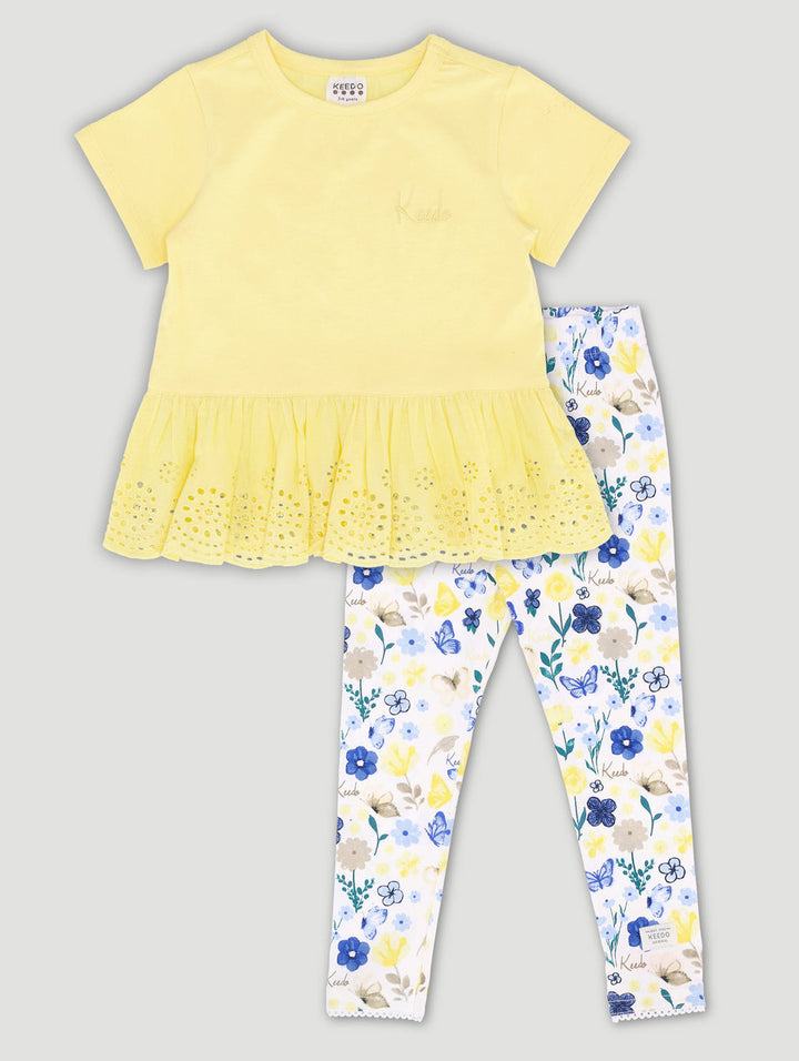 Keedo Girls Florescence Top And Legging Set - Yellow