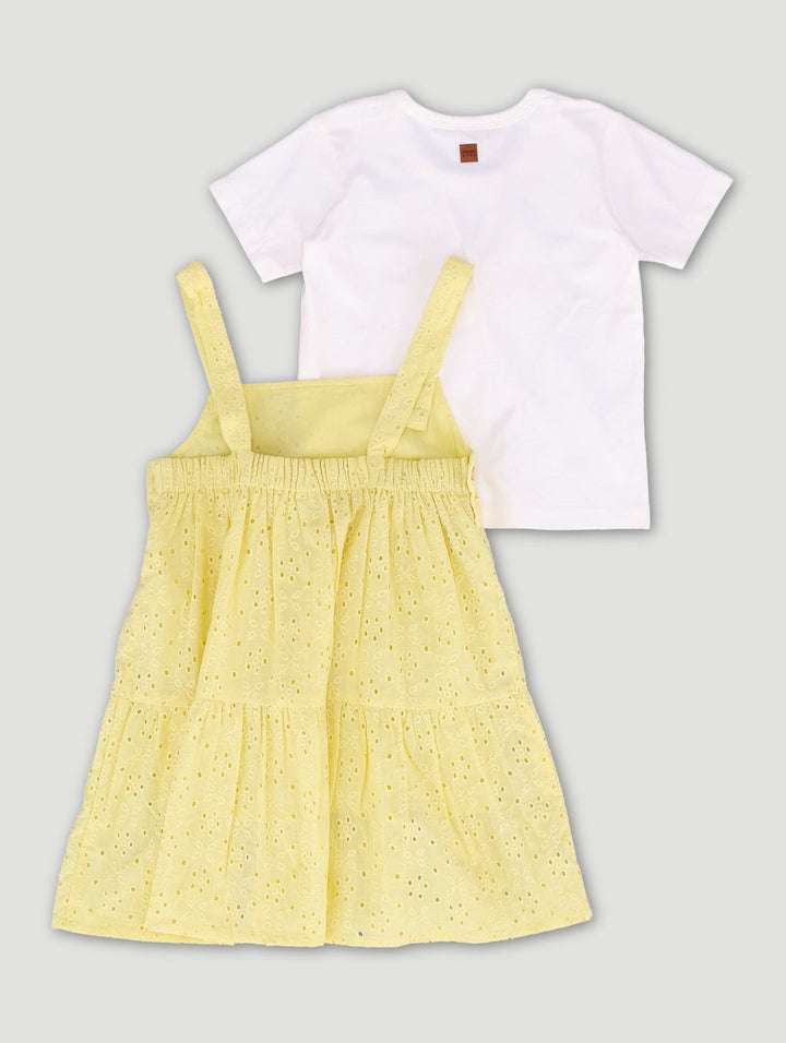 Keedo Girls Anglaise Pinni Dress - Yellow