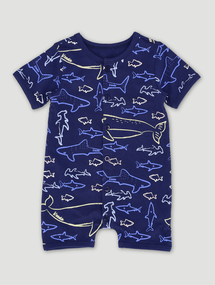 Keedo Baby Boys Print Romper - Navy