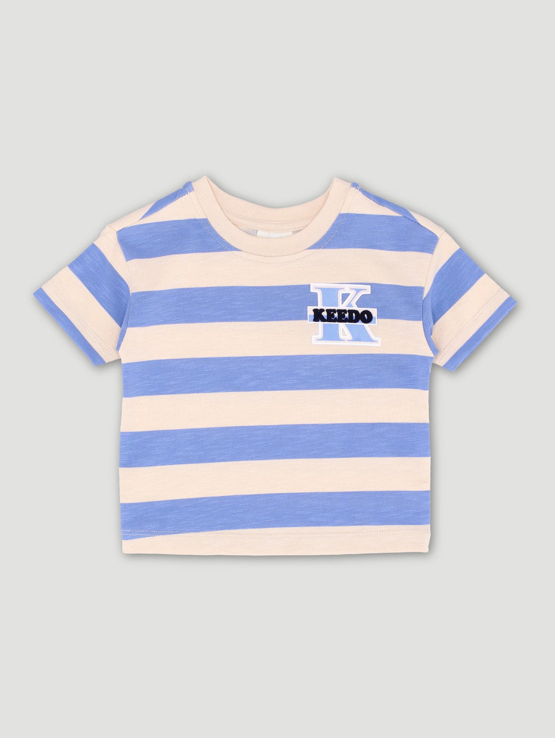 Keedo Baby Boys Stripe Logo Tee - Blue