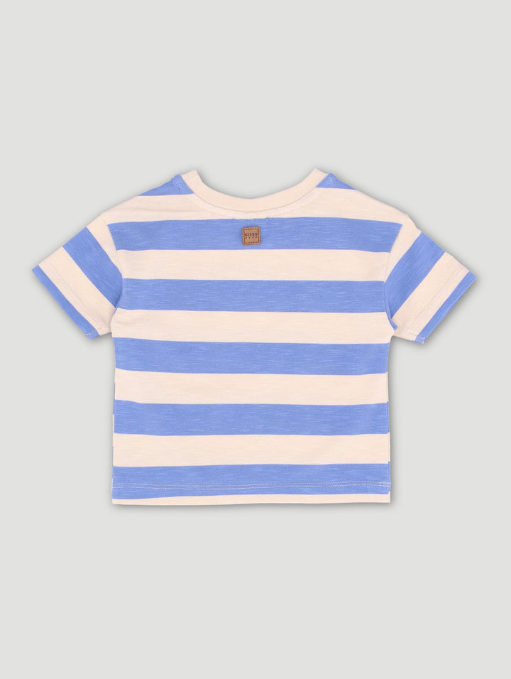 Keedo Baby Boys Stripe Logo Tee - Blue