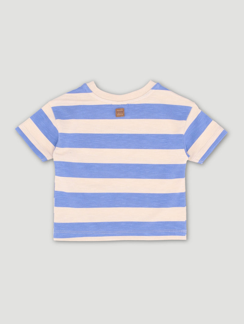 Keedo Baby Boys Stripe Logo Tee - Blue