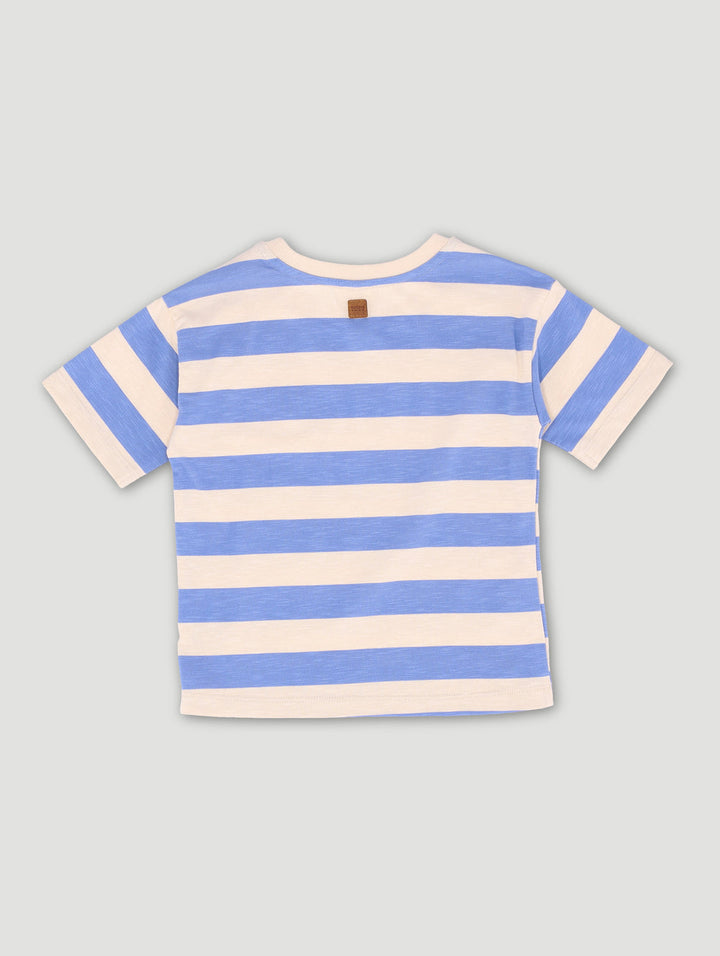 Keedo Boys Stripe Logo Tee - Blue