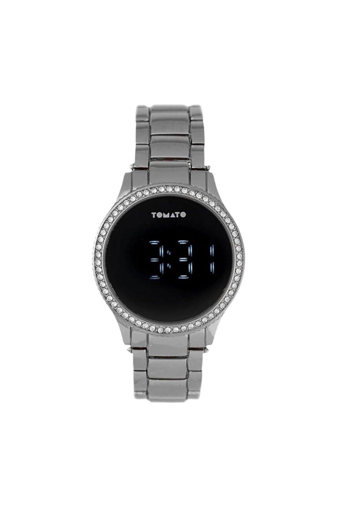 38mm Stone Case Silver LED Touch Watch - Silver