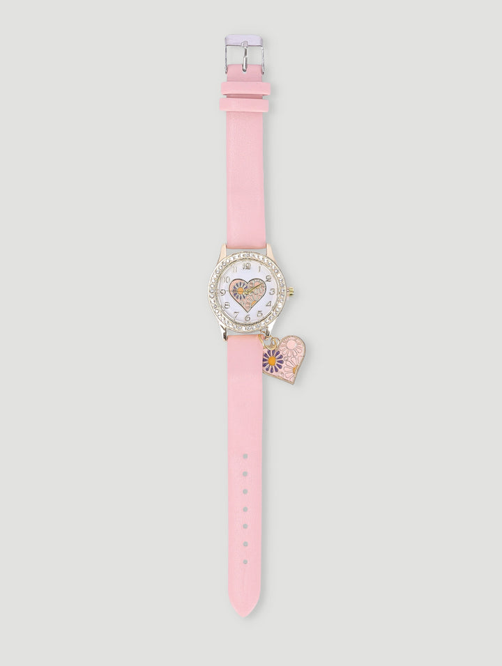 Pre-Girls Charm Analogue Watch - Pink