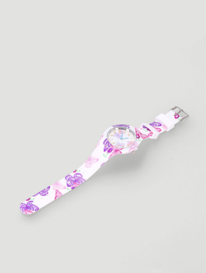 Pre-Girls Girls Printed Analogue Watch - White