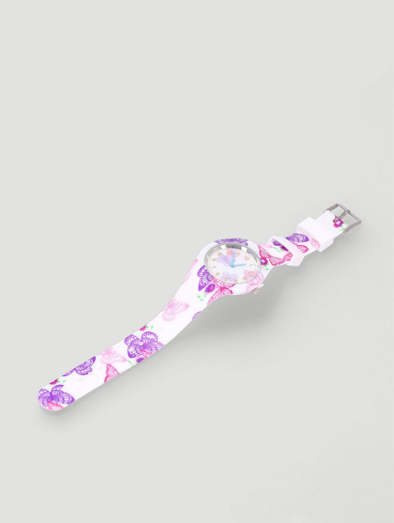 Pre-Girls Girls Printed Analogue Watch - White