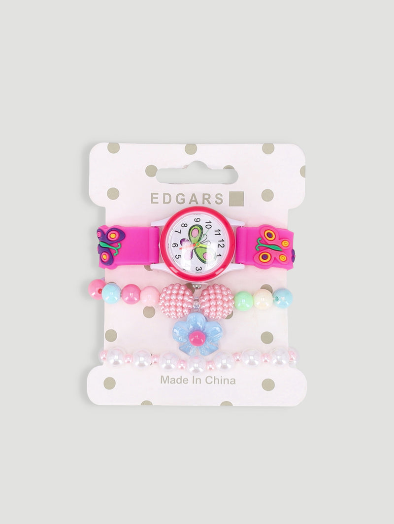 Pre-Girls Watch & Bangle Set - Pink