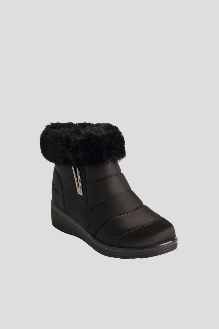 Nylon Fur Trim Boot - Black