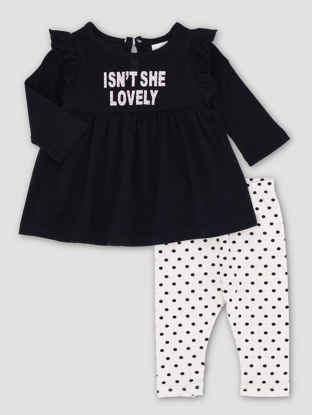 Baby Girls Legging & Tee Polka Dot Set - Black