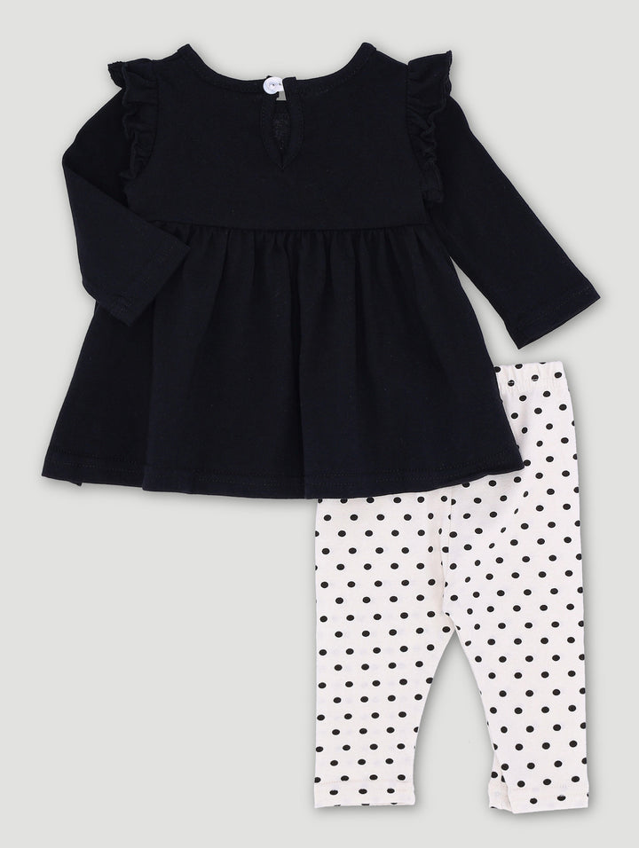 Baby Girls Legging & Tee Polka Dot Set - Black