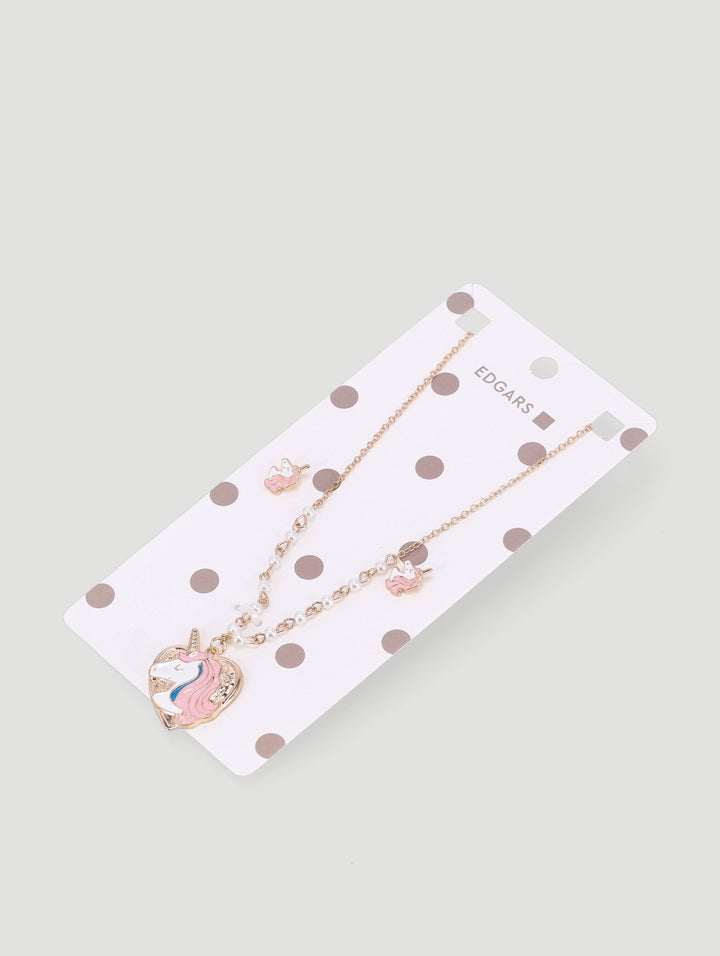 Pre-Girls 2 Pack Unicorn Necklace Set - Gold