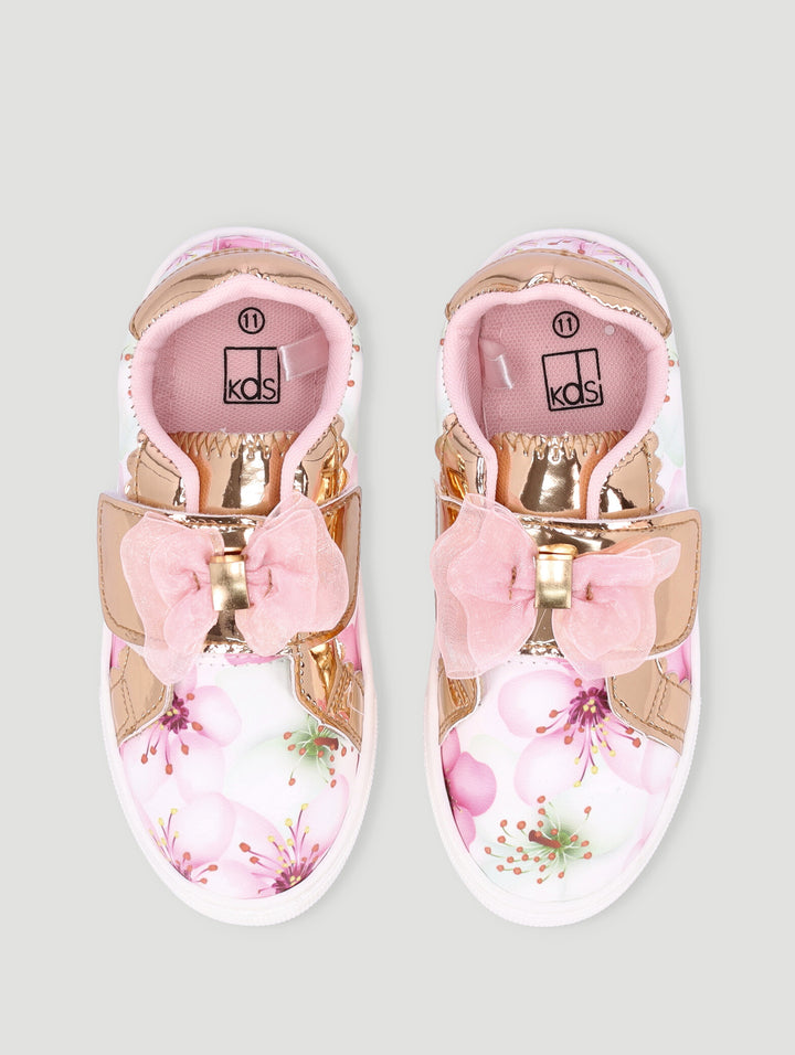 Pre-Girls Printed Bow Sneaker - Pink
