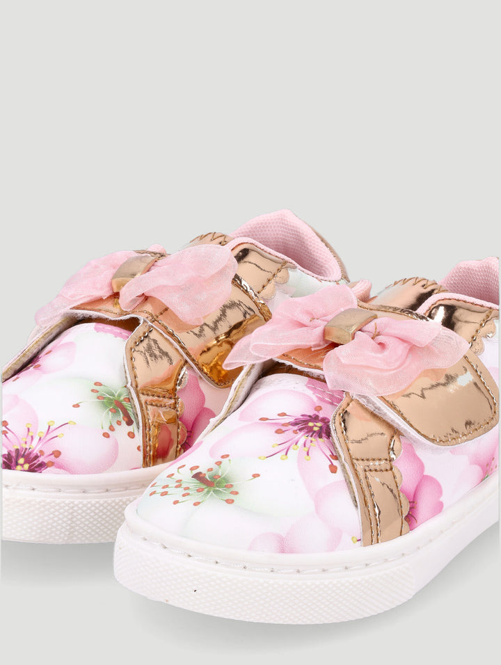 Pre-Girls Printed Bow Sneaker - Pink