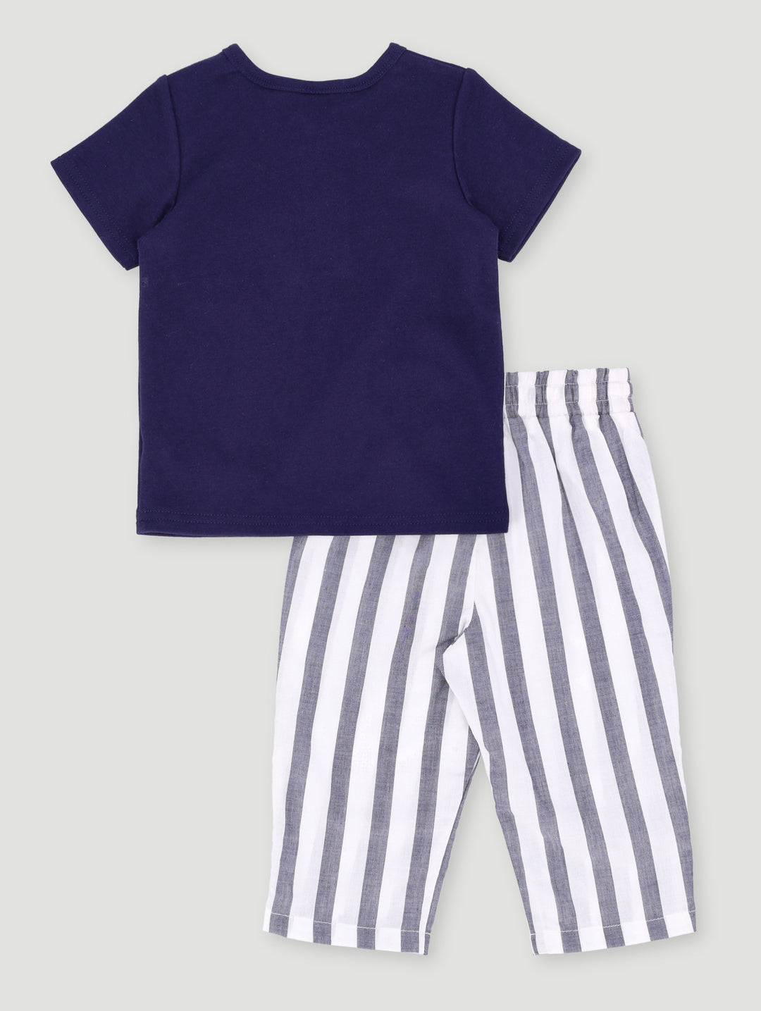 Baby Boys Striped Henley Set - Navy