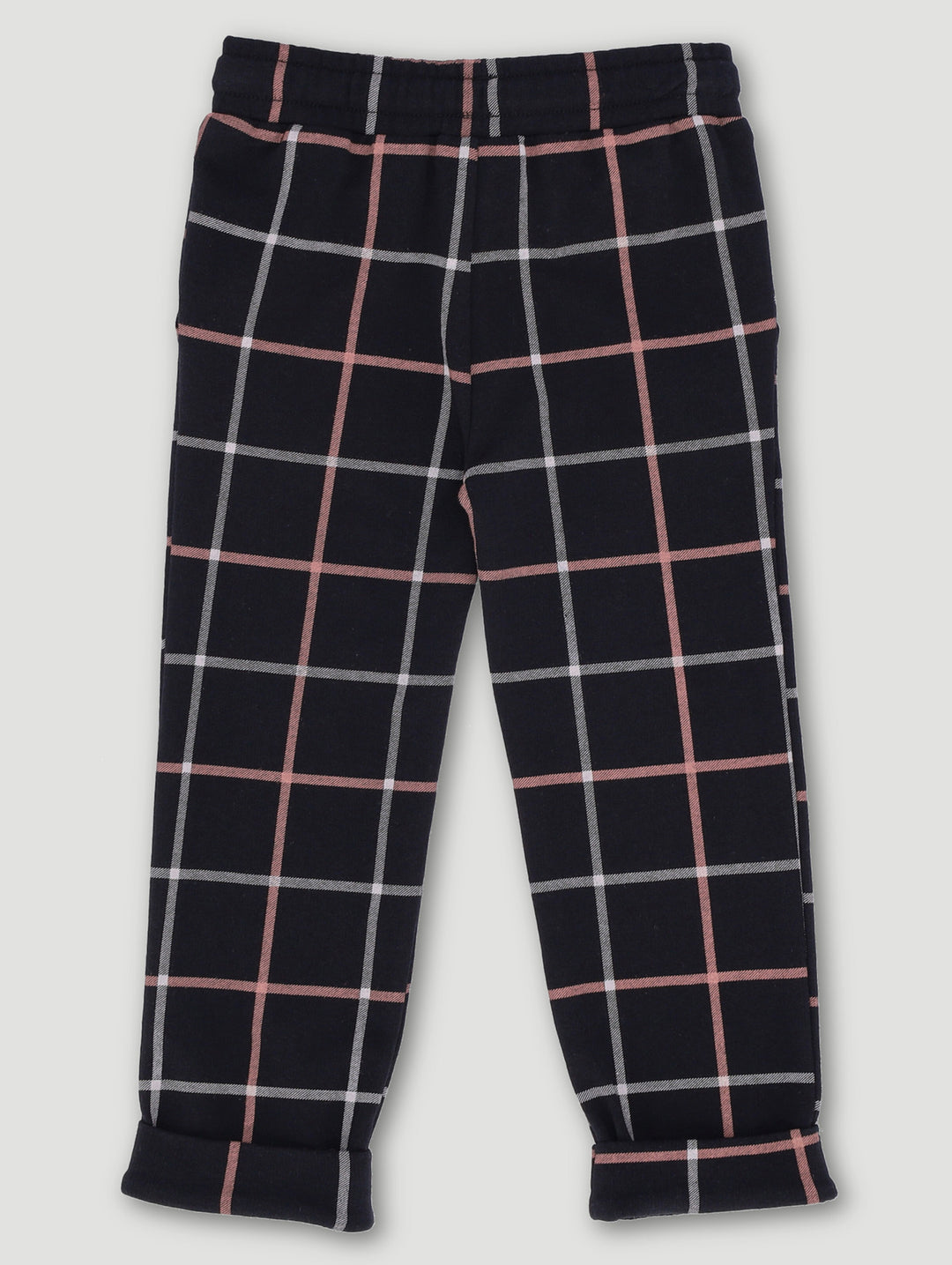 Pre-Boys Plaid Print Fleece Jogger - Black