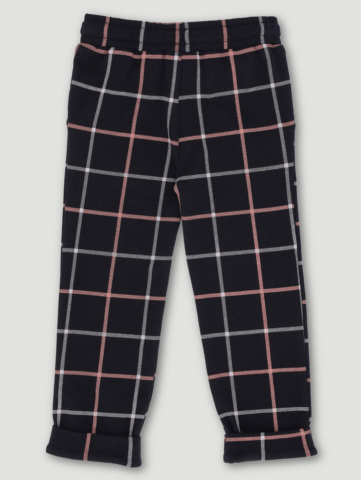 Pre-Boys Plaid Print Fleece Jogger - Black