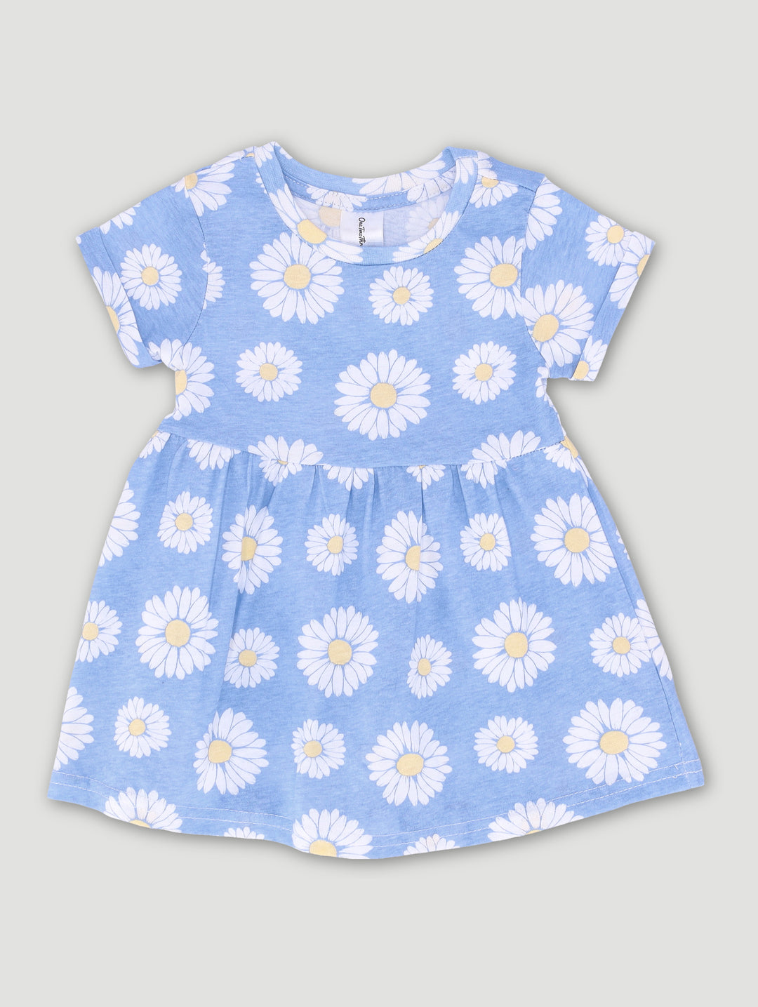 Baby Girls Daisy Print Knit Dress Blue - Main Image