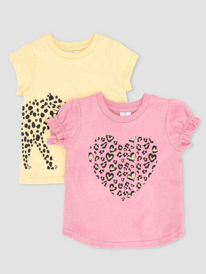 Baby Girls 2 Pack Lovely Kitty Tees - Yellow