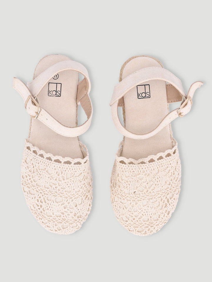 Pre-Girls Lace Espadrille Pump - Cream