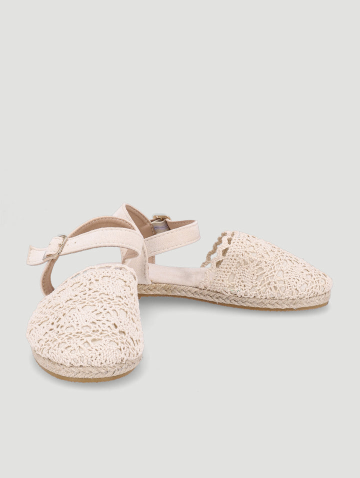 Pre-Girls Lace Espadrille Pump - Cream