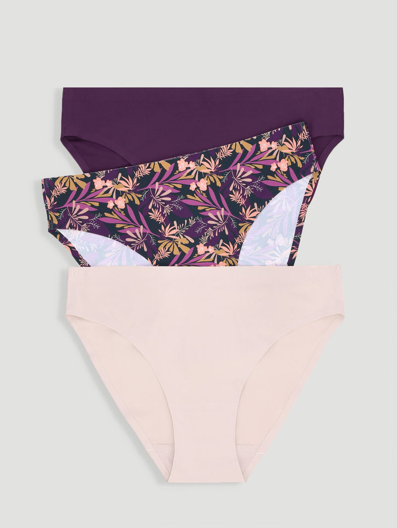 3 Pack Bikini Panties - Floral/Lilac/Purple