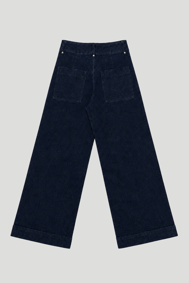 No Pocket Tailored Hirise Wide Leg Denim - Raw Wash