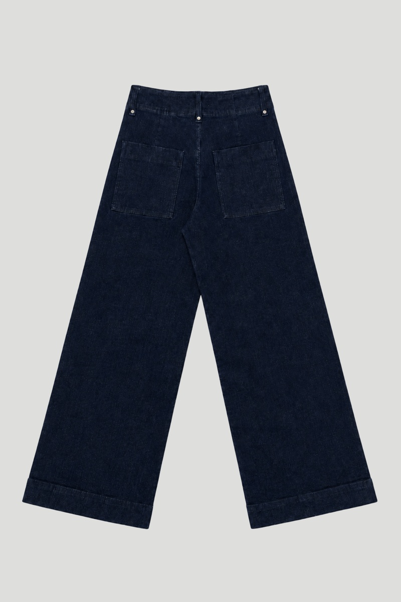 No Pocket Tailored Hirise Wide Leg Denim - Raw Wash