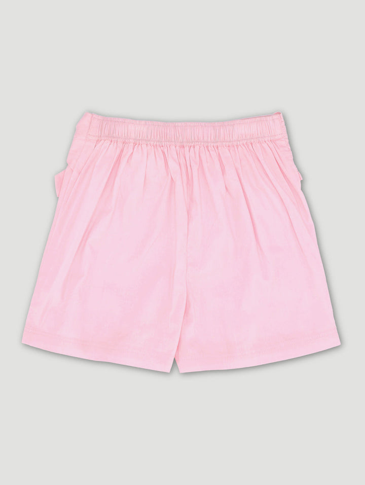 Girls Pink Poplin Knot Short