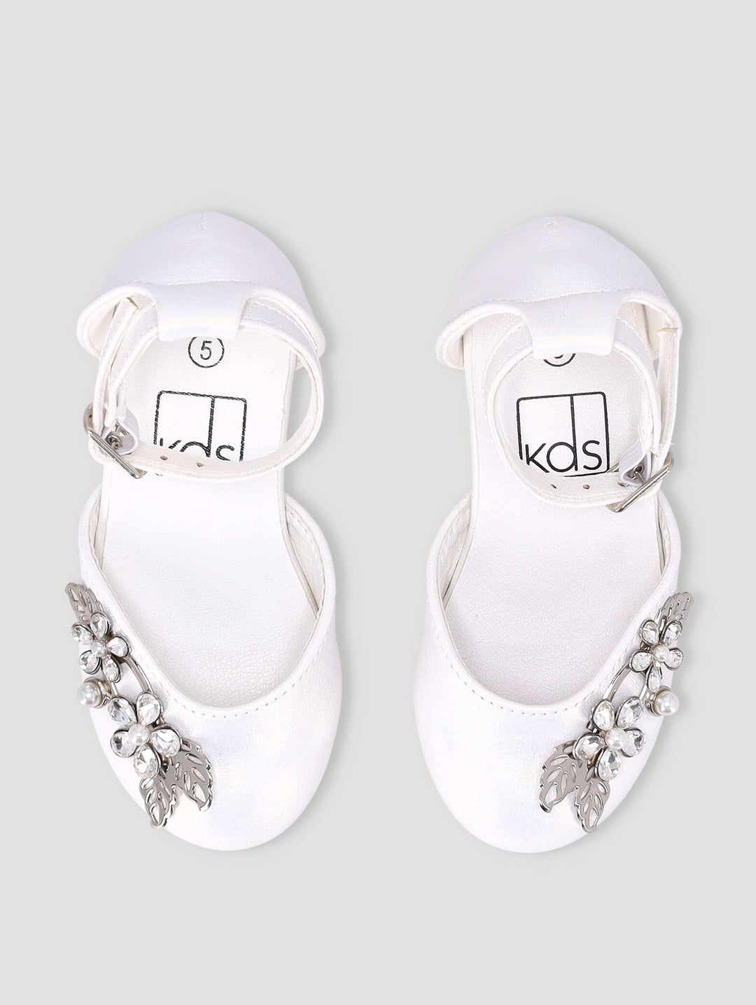 Pre-Girls Pearl Trim Heel - White