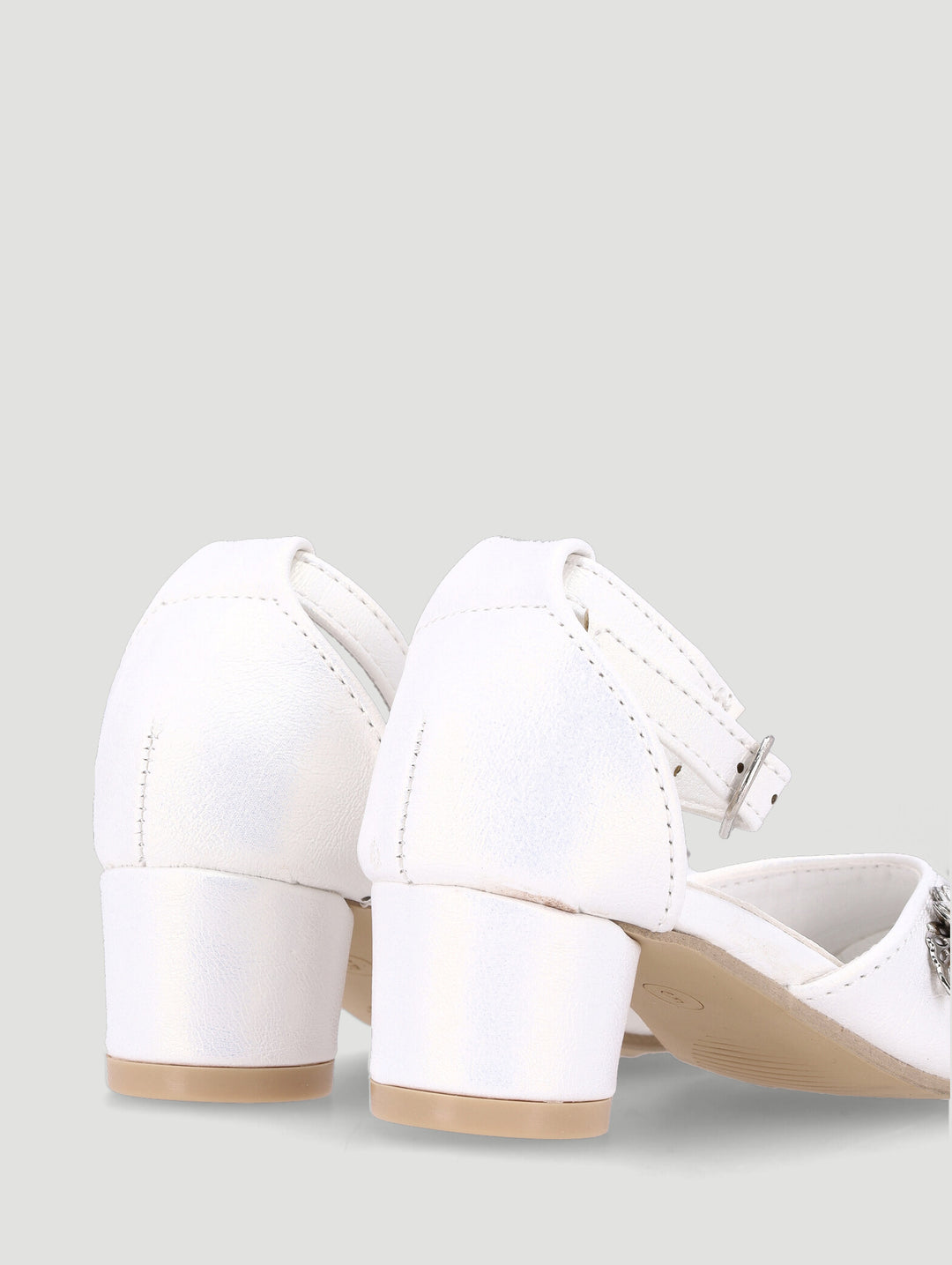 Pre-Girls Pearl Trim Heel - White