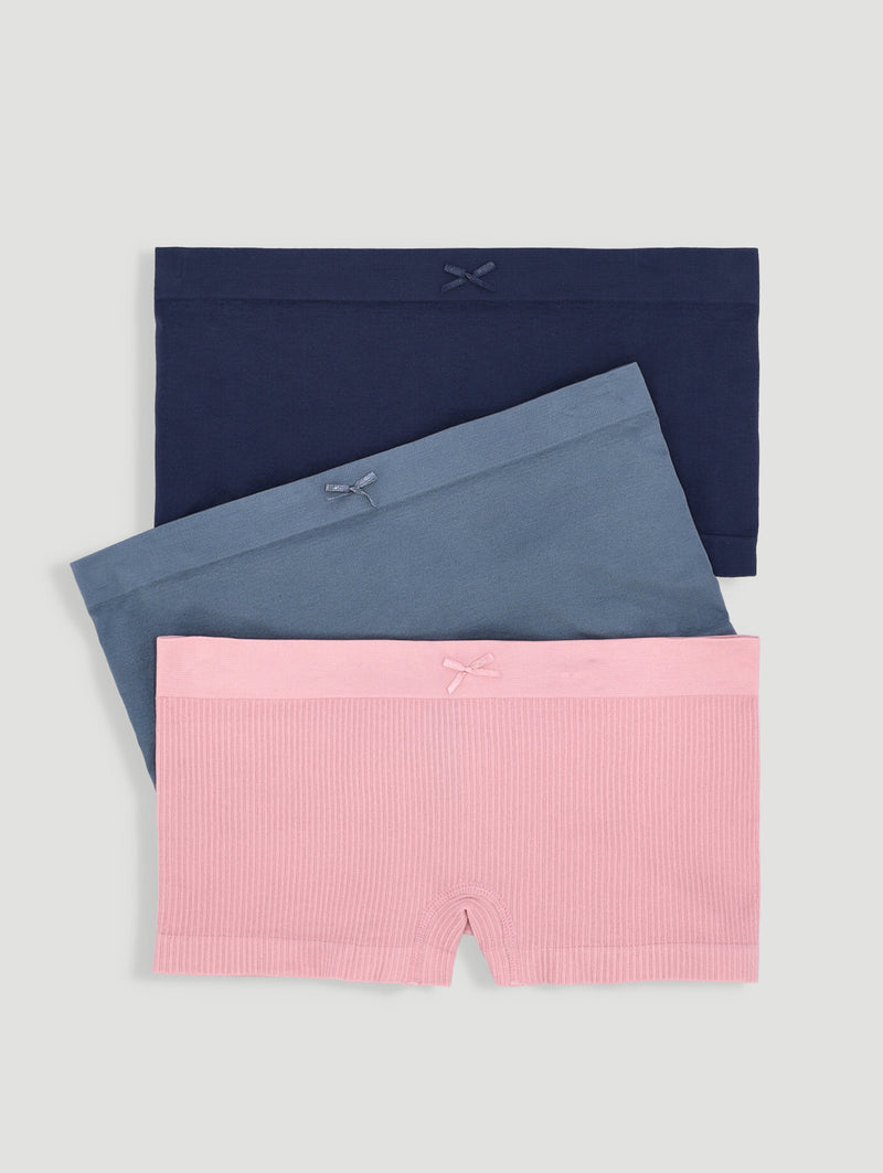 3 Pack Seamless Boyleg Panties - Zephyr/Storm/Blue