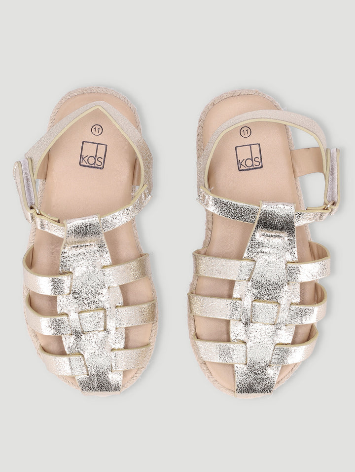 Pre-Girls Caged Espadrille Sandal - Gold