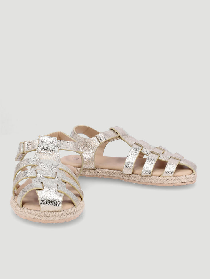 Pre-Girls Caged Espadrille Sandal - Gold
