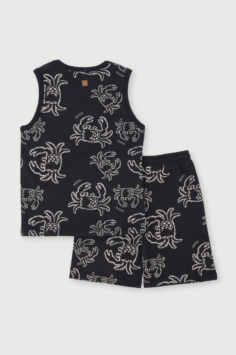 Keedo Boys Seaside Vest & Short Set - Black