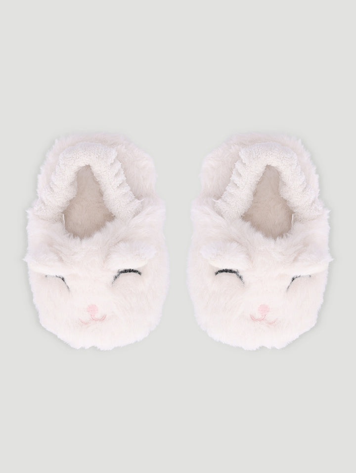 Baby Girls Bunny Slippers - Stone/Pink