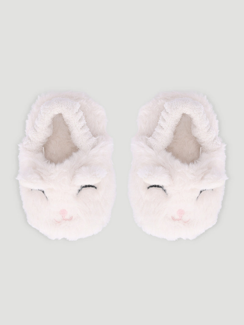 Baby Girls Bunny Slippers - Stone/Pink