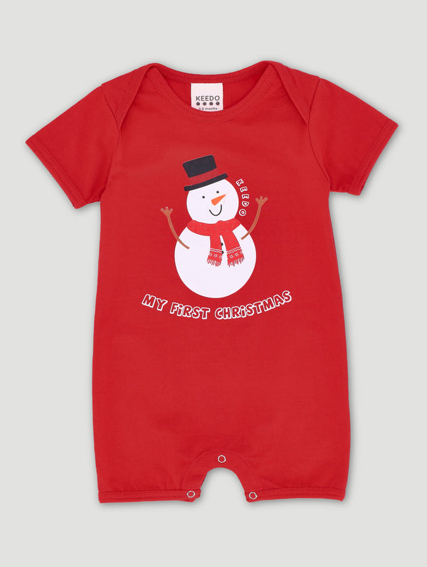 Keedo Baby Boys Christmas Babygrow - Red