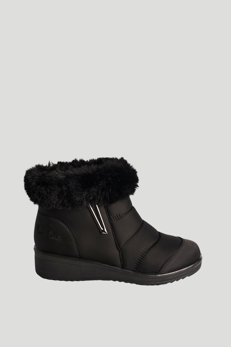 Nylon Fur Trim Boot - Black