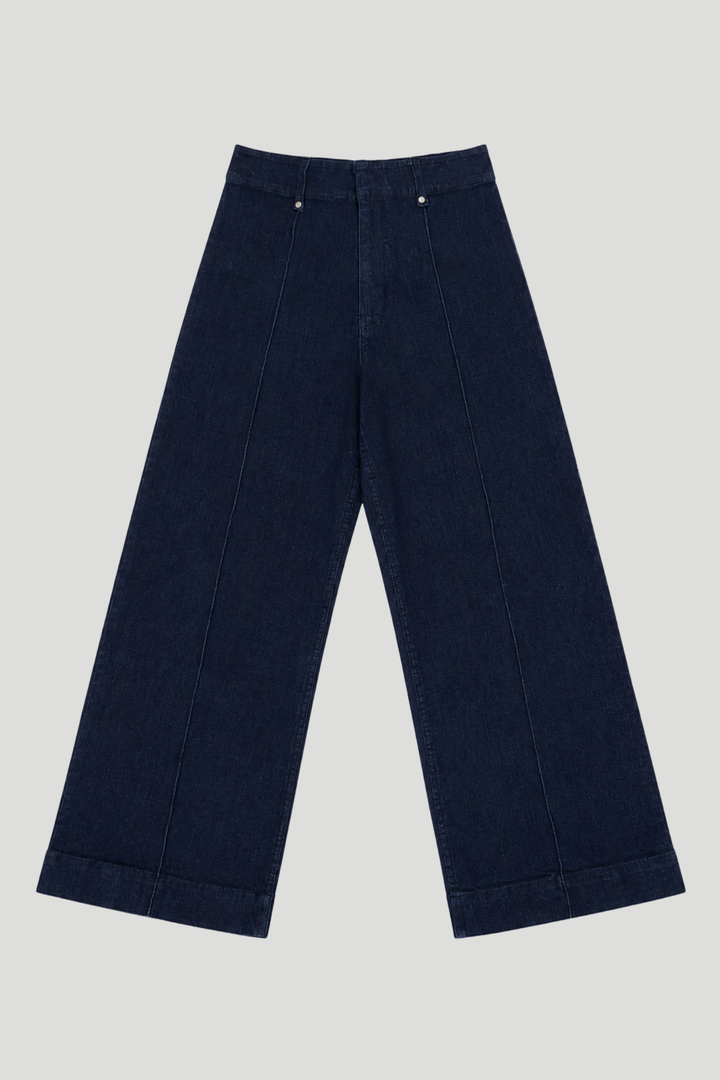 No Pocket Tailored Hirise Wide Leg Denim - Raw Wash