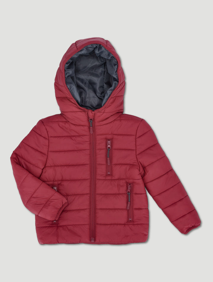 Pre-Boys Puffer Hoody - Maroon