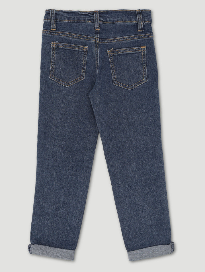 Pre-Boys Badge & Rip Denim - Grey/Blue