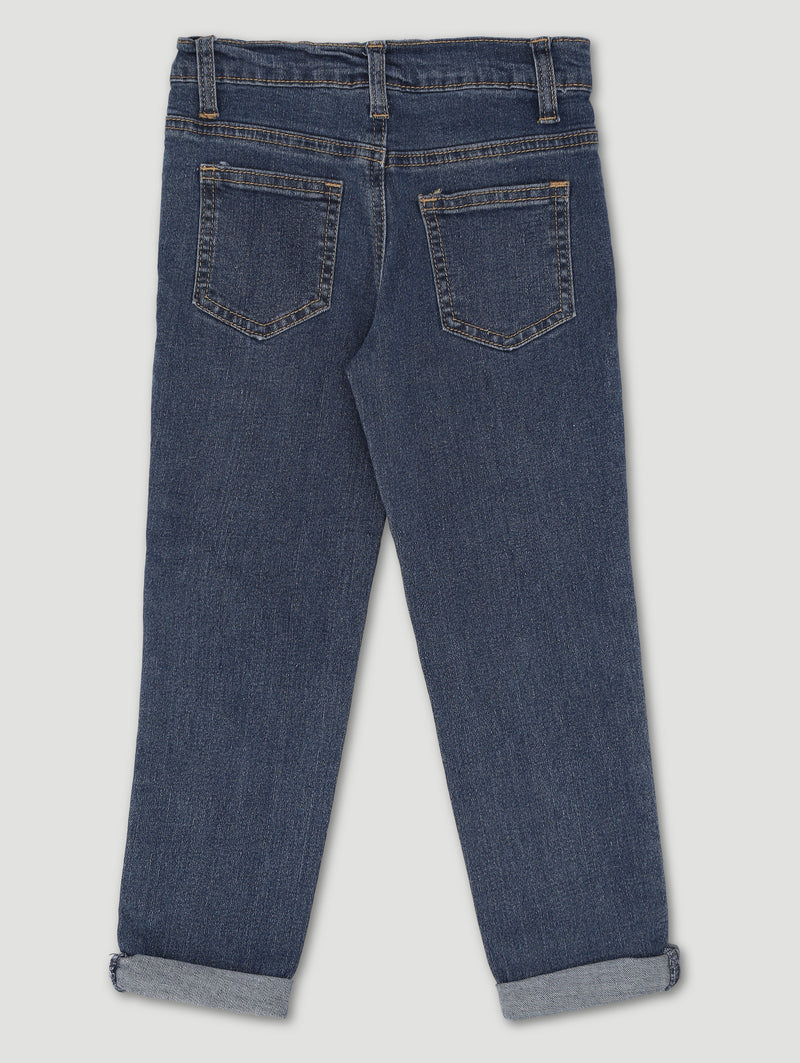 Pre-Boys Badge & Rip Denim - Grey/Blue