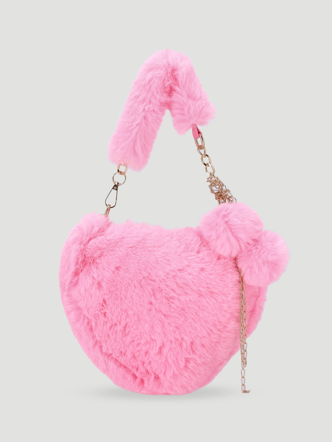 Pre-Girls Heart Fur Sling Bag - Pink