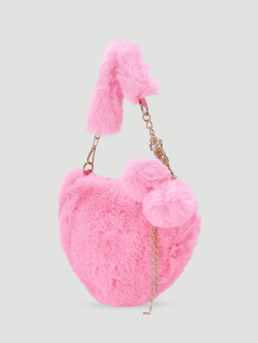 Pre-Girls Heart Fur Sling Bag - Pink