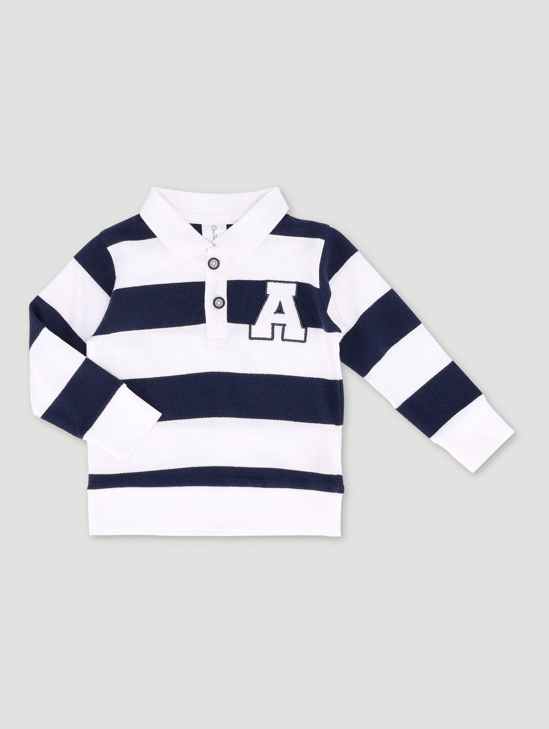 Baby Boys Long Sleeve Stripe Golfer - Navy