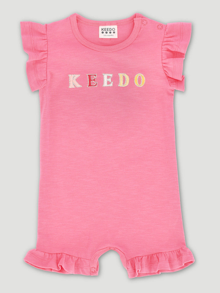 Keedo Baby Girls Logo Romper - Pink