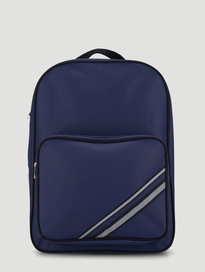 Plain Large School Backpack - Navy