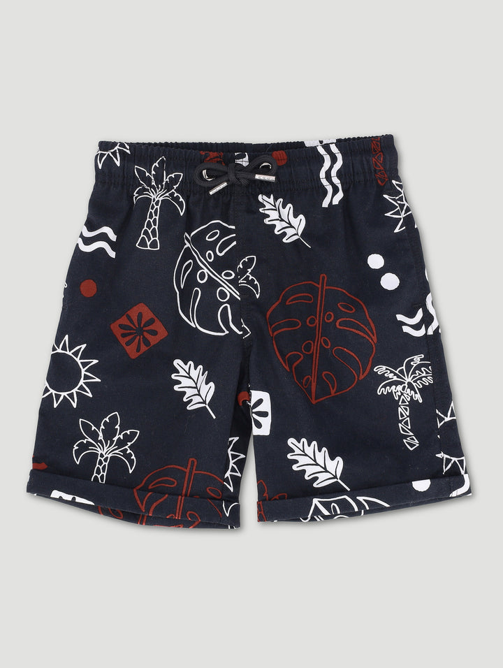 Pre-Boys Print Woven Shorts - Black