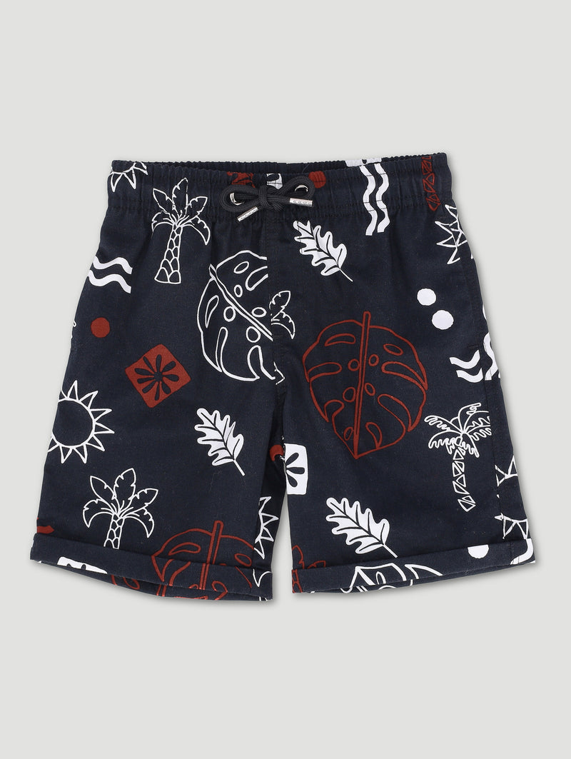 Pre-Boys Print Woven Shorts - Black